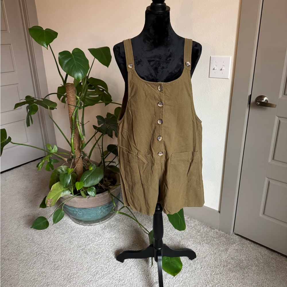 Khaki Button-Up Romper